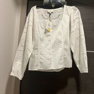 7 For All Mankind White Eyelet Blouse   New